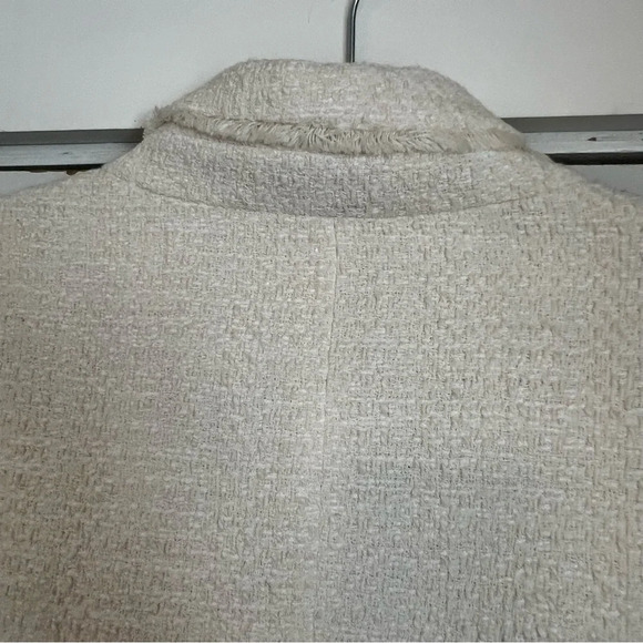 NWT Helene London Tweed Blazer Jacket Double Breasted Fringe Cream Pearl Medium - Picture 10 of 16
